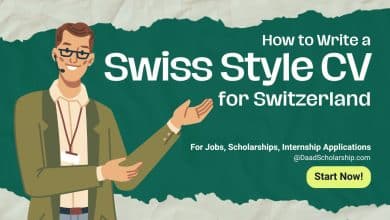 Swiss Style CV for Jobs, Scholarships, Internships, and Fellowship Applications